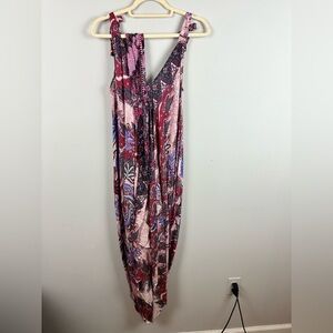 Paisley Floral Print Bohemian Jumpsuit OS handmade in Brazil